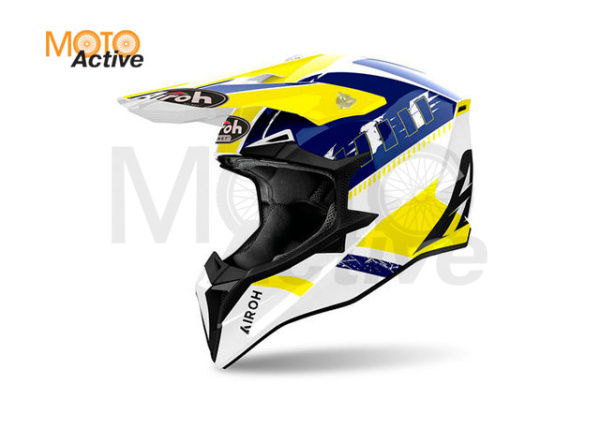 Кроссовый шлем Airoh Wraaap V24 Feel Yellow/Blue Gloss